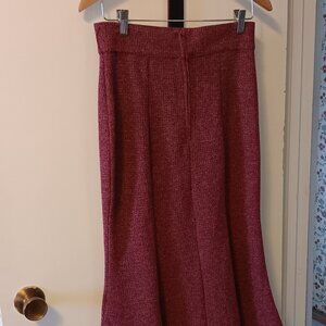 Burgundy Tweed Trumpet Skirt with Belt, L, NWOT